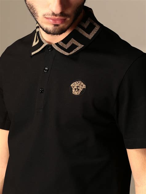 polo nera versace uomo|Versace Polo Shirts for Men .